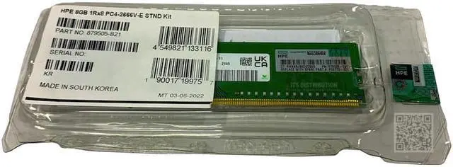 Main image of HPE 8GB 1RX8 PC4-2666V-E Standard Memory Kit P06772-001 (879505-B21)