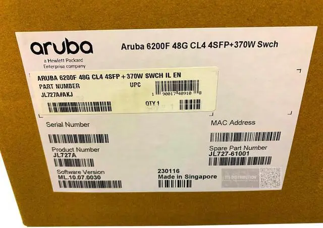 Alt view image 2 of 2 - HPE Aruba 6200F 48Gbps Class4 PoE 4SFP+ 370W Ethernet Switch