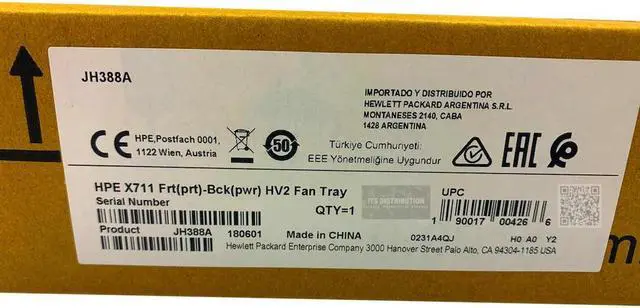 Alt view image 2 of 2 - HPE X711 Front (Port Side) to Back (Power Side) HV2 Fan Tray (JH388A)