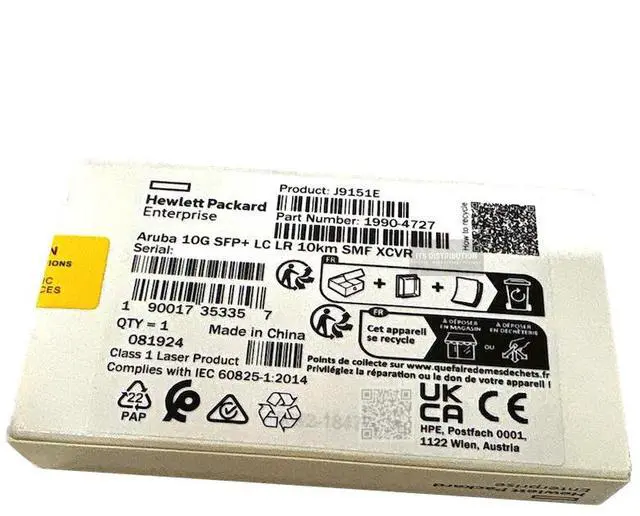 Main image of J9151E HPE Aruba 10G SFP+ LC LR 10KM SMF Seal Green Hologram GENUINE - OEM