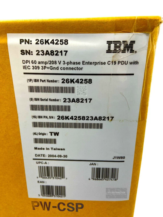 Alt view image 6 of 6 - IBM DPI 60A/208V 3Phase C19 Enterprise PDU IEC309 3P+Gnd Conn (26K4258)