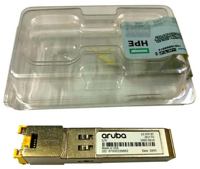 Main image of HPE Aruba 1G SFP RJ45 T 100m Cat5e Transceiver 1990-3816 (J8177D)