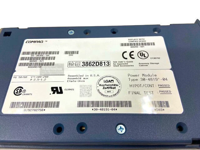 Alt view image 3 of 3 - HP AlphaServer DS20 DS-BA35X-HH AC 180W Power Supply 400288-001 (380565-B21)