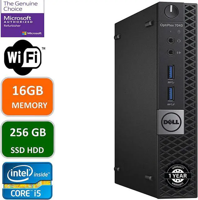 Alt view image 5 of 9 - Dell Optiplex 7040 Micro Form Factor Desktop, Intel Quad Core i5 6500T 2.5Ghz, 16GB DDR4, 256GB NVMe SSD, Wi-Fi, HDMI, Windows 10 Pro