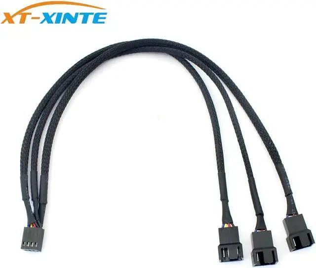 Alt view image 3 of 6 - 4Pin PWM 1 to 3 Ways Cooling Fan Power Supply Extension Cable Y Splitter Cord Multiplier Computer PC Chassis Cooed 22AWG 30cm