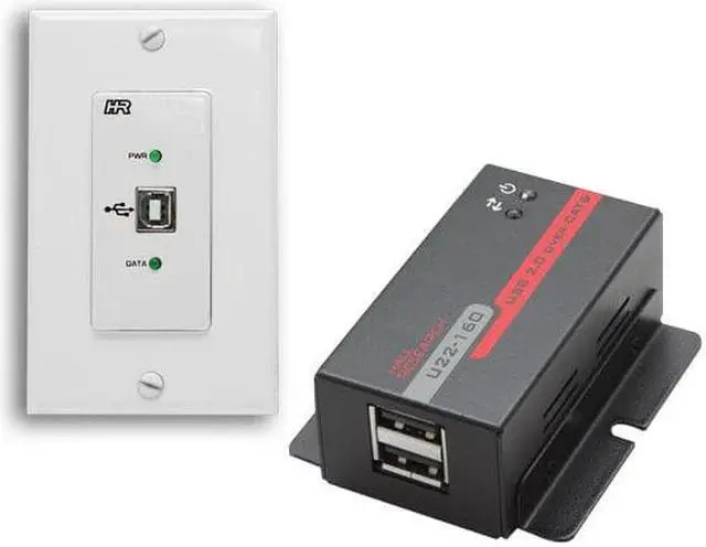Alt view image 3 of 10 - Hall Research USB 2.0 Over UTP Extender Decora Wall Plate with 2-Port Hub - 1 x Network (RJ-45) - 1 x USB - 164.04 ft Extended Range
