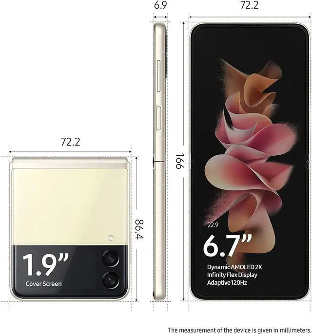 Main image of Samsung Galaxy Z Flip 3 5G International Version (Cream) Factory Unlocked Smartphone Cream