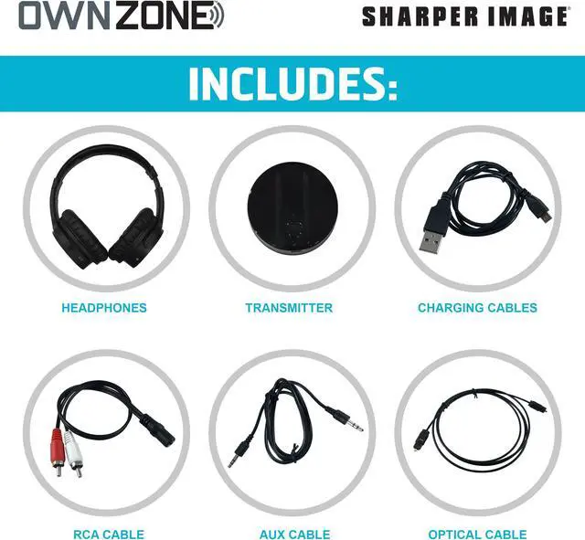 Alt view image 9 of 15 - Sharper Image 30603 Own Zone, Wireless Rechargeable Headphones, Black