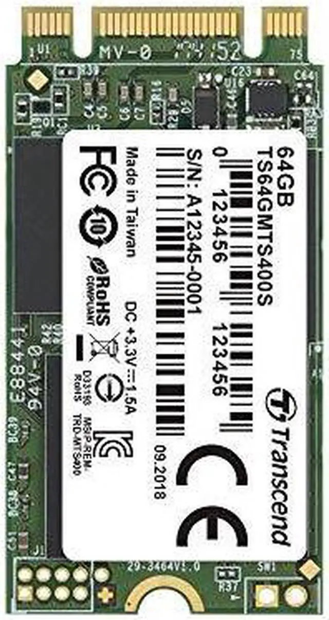 Alt view image 7 of 15 - Transcend 64GB M.2 NGFF 2242 42mm SATA III 6Gbps SSD MLC Flash Model TS64GMTS400S