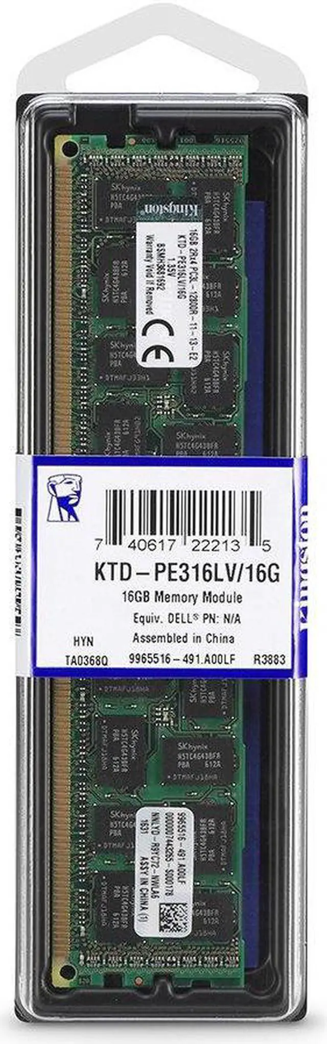 Alt view image 6 of 8 - Kingston 16GB 240-Pin DDR3 SDRAM ECC Registered DDR3L 1600 (PC3L 12800) Low Voltage Module Memory Model KTD-PE316LV/16G
