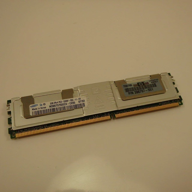 Main image of HP 398707-551 2Gb 1 X 2Gb 667Mhz Pc25300 Cl5 Ecc Ddr2 Sdram Fully Buffered Dimm Genuine