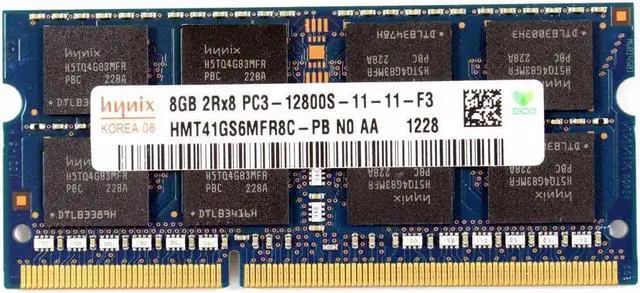 Alt view image 4 of 6 - HYNIX 8GB PC3-12800 DDR3-1600MHZ NON-ECC UNBUFFERED CL11 204-PIN SODIMM DUAL RANK OEM NOTEBOOK MEMORY HMT41GS6MFR8C-PB