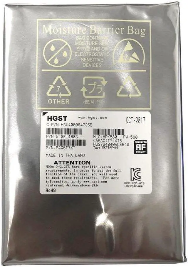 Alt view image 6 of 14 - Hitachi - HGST ULTRASTAR 3.5 4TB 7200RPM SATA III 6GBPS 64MB CACHE ENTERPRISE HARD DRIVE W