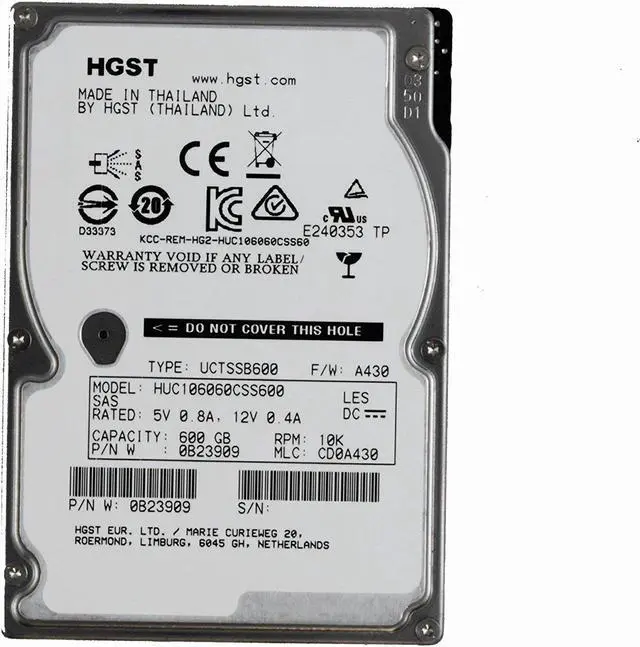 Alt view image 2 of 6 - HGST HUC106060CSS600 Ultrastar C10K600 HUC106060CSS600 600 GB Hard Drive - 2.5" Internal - SAS (6Gb/s SAS)