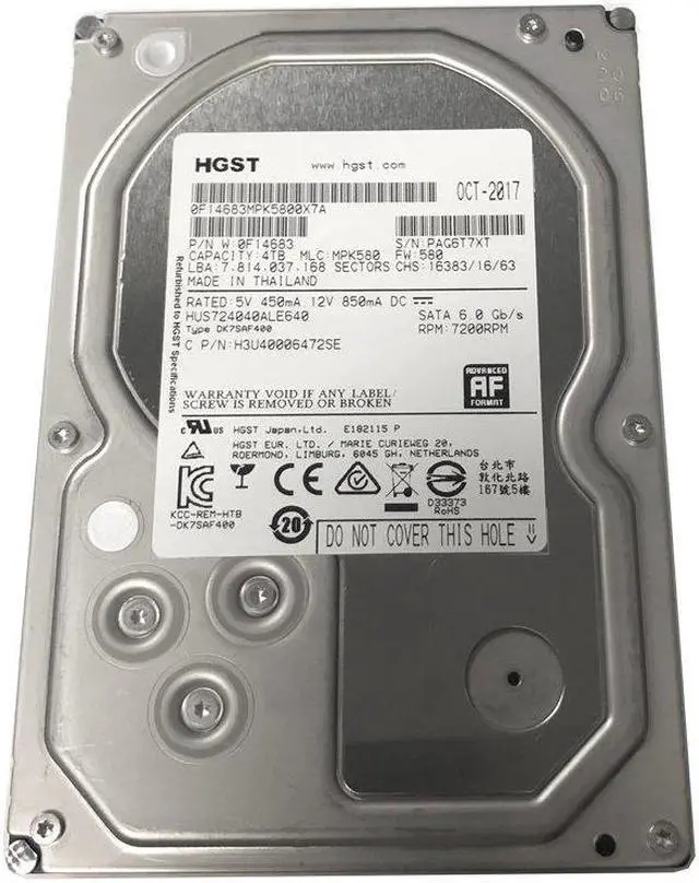 Alt view image 7 of 14 - Hitachi - HGST ULTRASTAR 3.5 4TB 7200RPM SATA III 6GBPS 64MB CACHE ENTERPRISE HARD DRIVE W