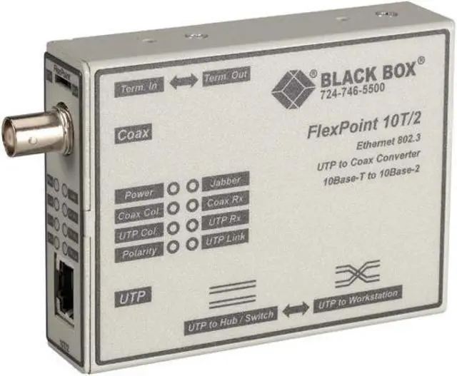 Alt view image 3 of 3 - Black Box FlexPoint 10BASE-T to BNC Media Converter