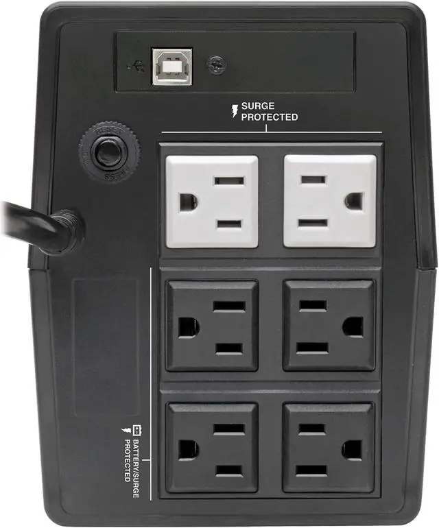 Alt view image 5 of 7 - Tripp Lite AVRT450U 450 VA Line Interactive, Automatic Voltage Regulator, 6 Outlets, USB Connectivity, 360 Watts, 120V, 50/60 Hz, Tower UPS