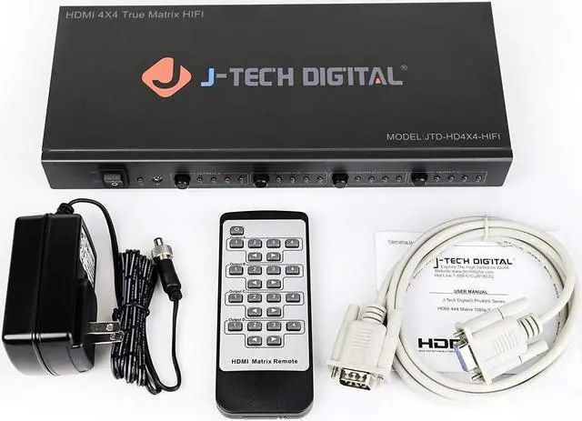 Alt view image 5 of 6 - J-Tech Digital ProAV Ultra HD 4K HDMI Matrix 4X4 Switcher 4 Ports Inputs and 4 Port Outputs Supports 4Kx2K@30HZ, HDCP, 3D & Deep Color, HDMI 1.4 Compliant with Control 4 Driver Available