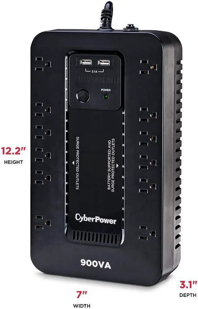 Alt view image 12 of 20 - CyberPower ST900U Standby UPS Systems - 900VA/500W, 120 VAC, NEMA 5-15P, Compact, 12 Outlets, PowerPanel® Personal