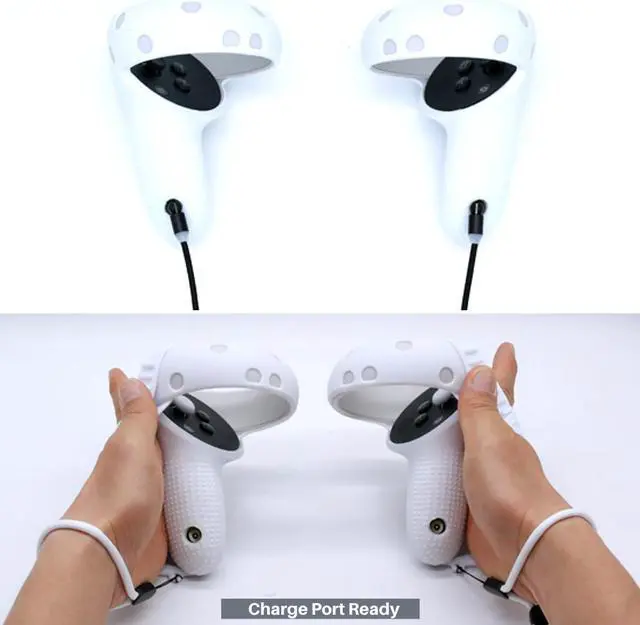 Alt view image 6 of 6 - BeswinVR Silicone Protection and Grips for Quest 2 Controller- White