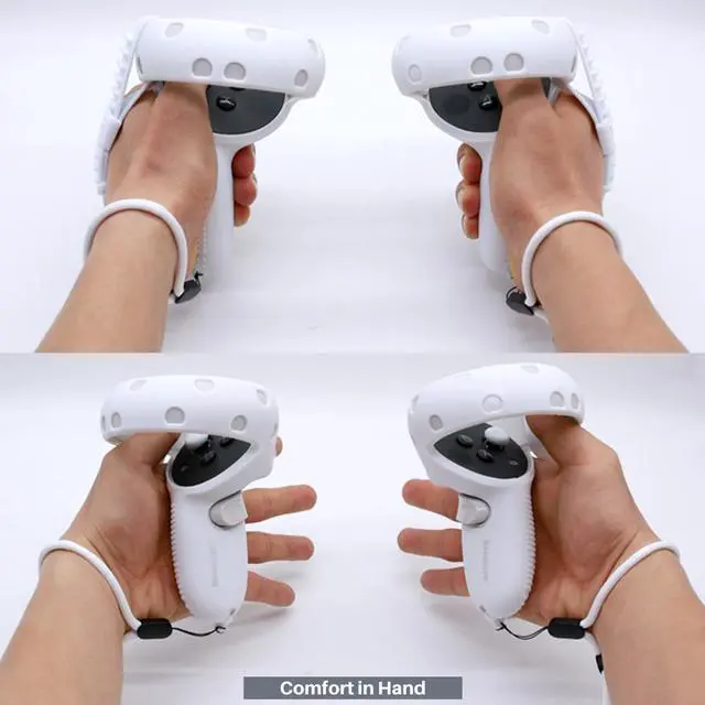 Alt view image 5 of 6 - BeswinVR Silicone Protection and Grips for Quest 2 Controller- White