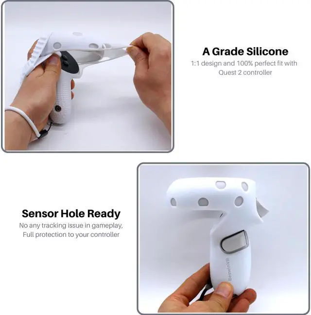 Alt view image 4 of 6 - BeswinVR Silicone Protection and Grips for Quest 2 Controller- White
