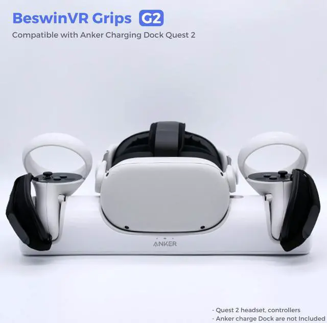 Alt view image 2 of 7 - BeswinVR G2- Controller Grips and Knuckle Strap for Quest 2 Anker Charging Dock, Meta Quest 2, HP Reverb G2 ( Black, 1 Pair)