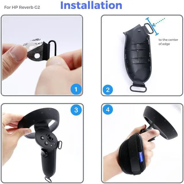 Alt view image 5 of 6 - BeswinVR G2- Controller Grips and Knuckle Strap for Reverb G2 (Black, 1 Pair)