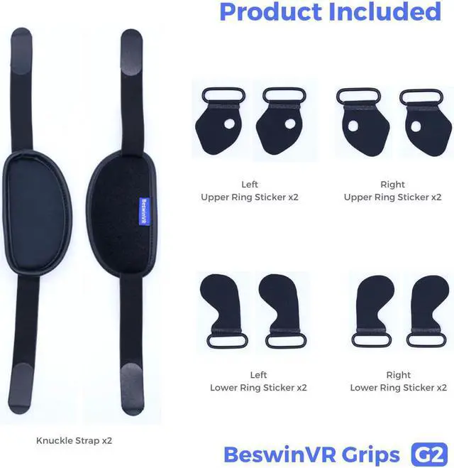 Alt view image 6 of 6 - BeswinVR G2- Controller Grips and Knuckle Strap for Reverb G2 (Black, 1 Pair)