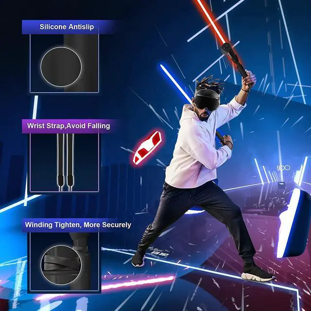Alt view image 3 of 7 - BeswinVR Extension Grips for Quest Pro, VR Game Controllers Handle Accessories for Playing Beat Saber, Golf+, Badminton, Baseball Games Black