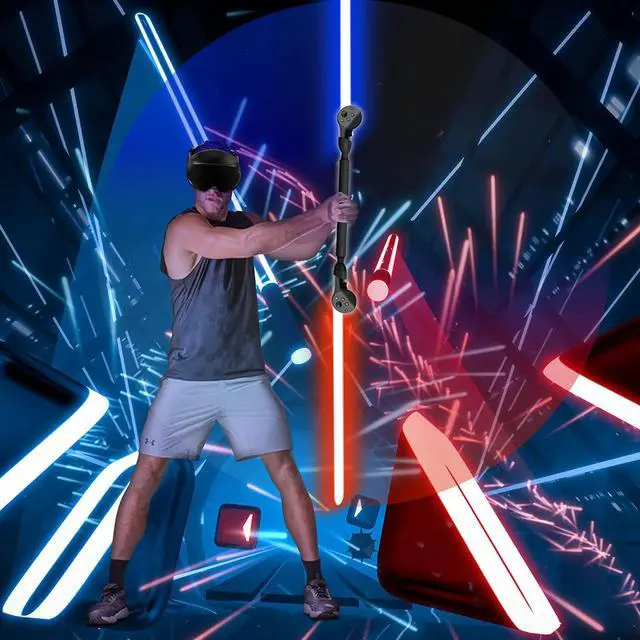 Alt view image 5 of 7 - BeswinVR Extension Grips for Quest Pro, VR Game Controllers Handle Accessories for Playing Beat Saber, Golf+, Badminton, Baseball Games Black