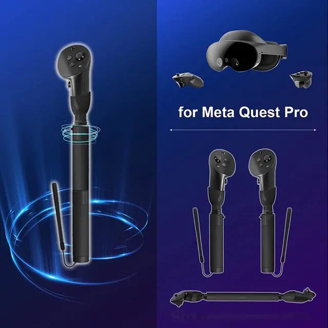 Alt view image 6 of 7 - BeswinVR Extension Grips for Quest Pro, VR Game Controllers Handle Accessories for Playing Beat Saber, Golf+, Badminton, Baseball Games Black
