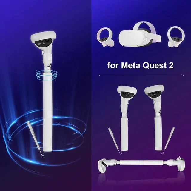 Alt view image 7 of 7 - BeswinVR Extension Grips for Meta Quest 2, VR Game Controllers Handle Accessories for Playing Beat Saber, Golf+, Badminton, Baseball Games White
