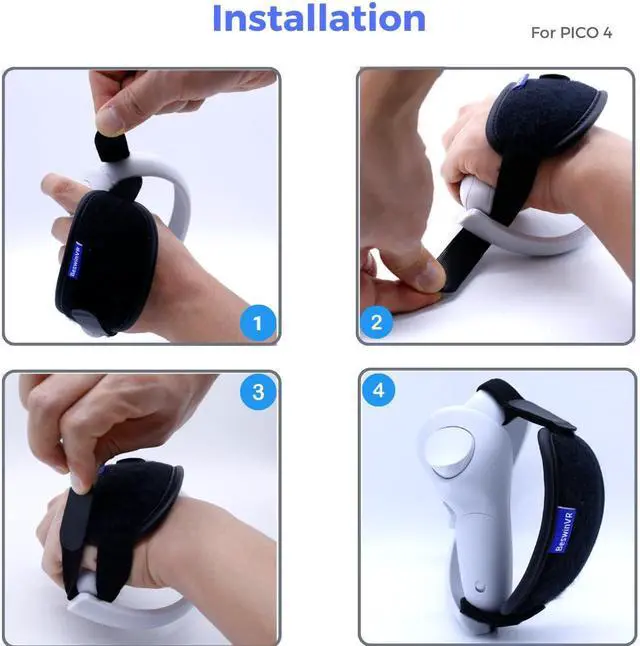 Alt view image 5 of 7 - BeswinVR G2- Controller Grips Knuckle Strap for PICO 4/ Pico 4 PRO, VR Accessories (Black, 1 Pair)