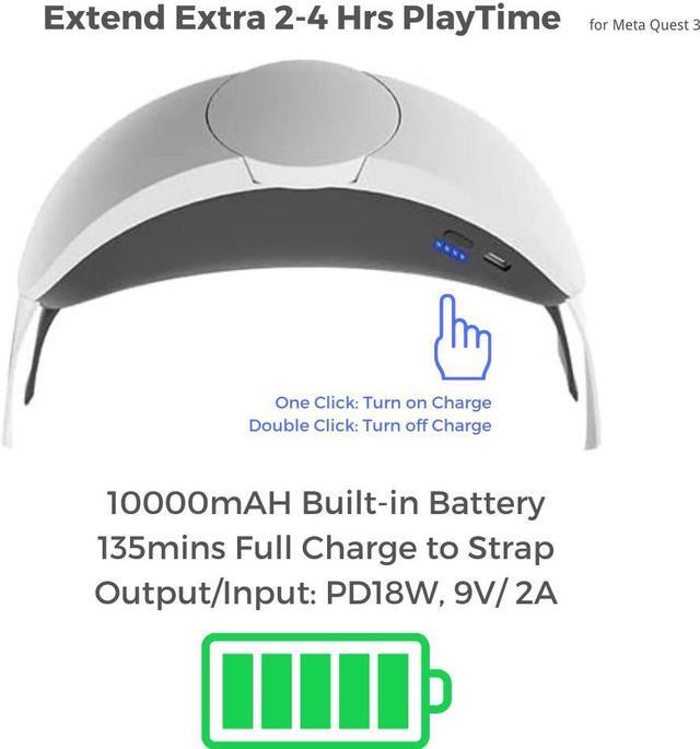 Alt view image 4 of 7 - BeswinVR Battery Elite Strap Compatible with Meta Quest 3/ 3S, 10000mAH Capacity PD18W Support-Quest2 NOT Support