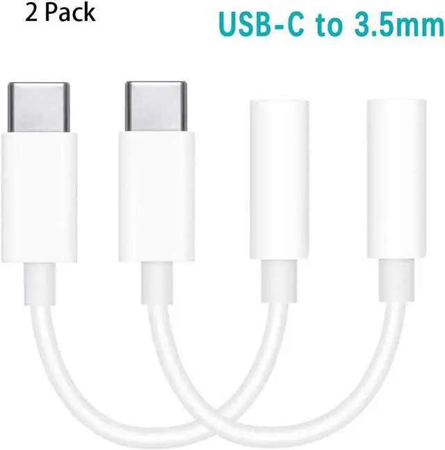 Main image of Type C Headphone Adapter, USB C to 3.5mm Headphone Jack Adapter, Upgrade USB Type C Audio Aux Adapter Compatible with Google Pixel/ Nexus/Samsung/Moto/Huawei and all USB C Port,  White, R017 (2 Pack)