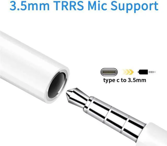 Alt view image 4 of 6 - Type C Headphone Adapter, USB C to 3.5mm Headphone Jack Adapter, Upgrade USB Type C Audio Aux Adapter Compatible with Google Pixel/ Nexus/Samsung/Moto/Huawei and all USB C Port,  White, R017 (2 Pack)