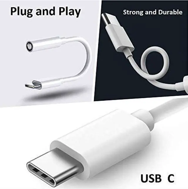 Alt view image 2 of 6 - Type C Headphone Adapter, USB C to 3.5mm Headphone Jack Adapter, Upgrade USB Type C Audio Aux Adapter Compatible with Google Pixel/ Nexus/Samsung/Moto/Huawei and all USB C Port,  White, R017 (2 Pack)