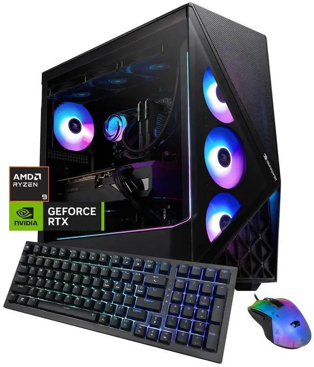 Main image of iBUYPOWER Slate Gaming PC Desktop Computer AMD Ryzen 9 7900X CPU, NVIDIA GeForce RTX 5080 16GB GPU, 32GB DDR5 RAM, 2TB NVMe SSD, Windows 11 Home, Keyboard, Mouse Black