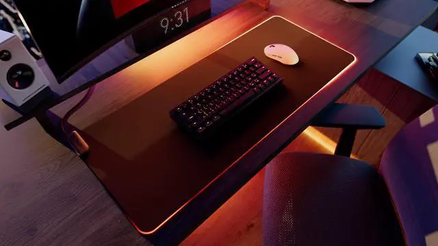 Alt view image 7 of 14 - HYTE CNVS Intense Play Mat: Custom RGB LED 50-Pixel qRGB Array Waterproof Extended Premium Silky 28 SPI 900mm x 370mm USB C Gaming Mouse Pad
