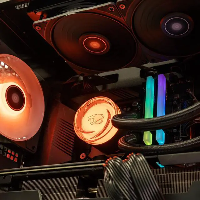 Alt view image 3 of 7 - iBUYPOWER AW4 240mm Radiator CPU AIO Liquid Cooler (2024), 2x 120mm Core Fans, RGB Display, Fan Speed 700-2000 RPM, Airflow Volume 65 CFM, Intel 1700/1150/1151, AMD AM5/AM4 - Black