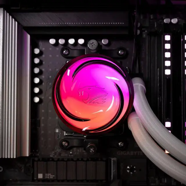 Alt view image 3 of 7 - iBUYPOWER AW4 240mm Radiator CPU AIO Liquid Cooler (2024), 2x 120mm Core Fans, RGB Display, Fan Speed 700-2000 RPM, Airflow Volume 65 CFM, Intel 1700/1150/1151, AMD AM5/AM4 - White