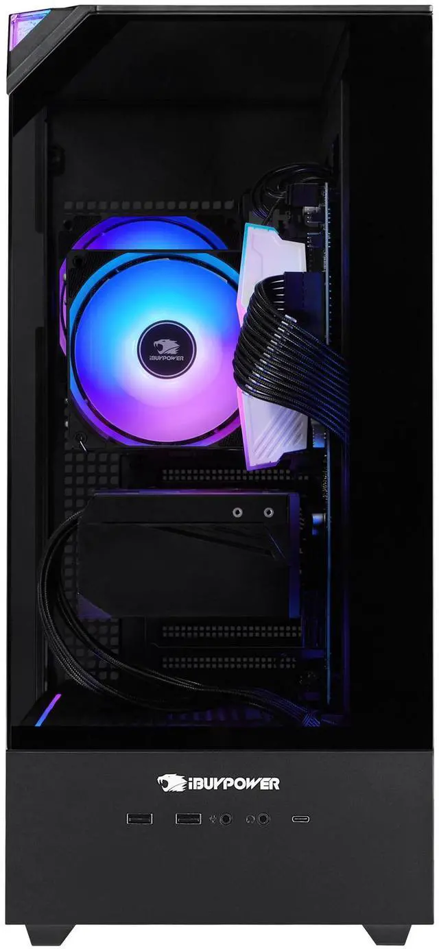 Alt view image 4 of 8 - iBUYPOWER Element 9 Black Gaming PC Desktop - Intel Core i9 14900F - NVIDIA GeForce RTX 5060Ti 8GB - 32GB DDR5 RGB - 1TB NVMe SSD - EBI9N56T01