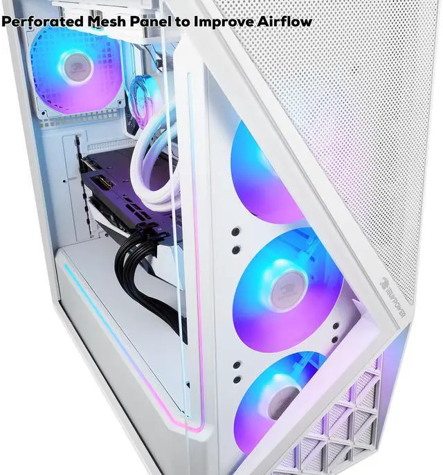 Alt view image 6 of 14 - iBUYPOWER Slate 9 White Gaming PC Desktop - Intel Core Ultra 9 285 - NVIDIA GeForce RTX 5060Ti 8GB - 64GB DDR5 RGB - 2TB NVMe SSD - SWI9N56T01