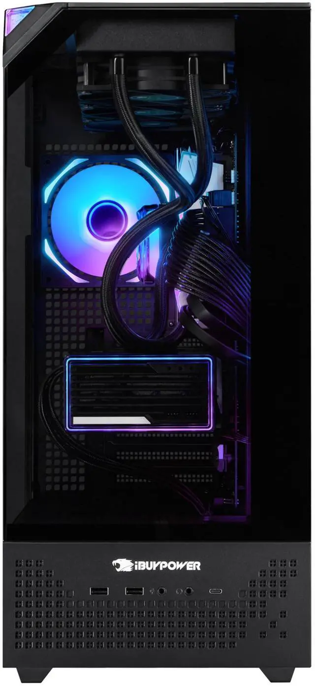 Alt view image 4 of 14 - iBUYPOWER Element Pro Gaming PC Desktop - AMD Ryzen 7 9800X3D, AMD Radeon RX 9060XT 8GB, 32GB DDR5 RGB RAM, 2TB NVMe SSD