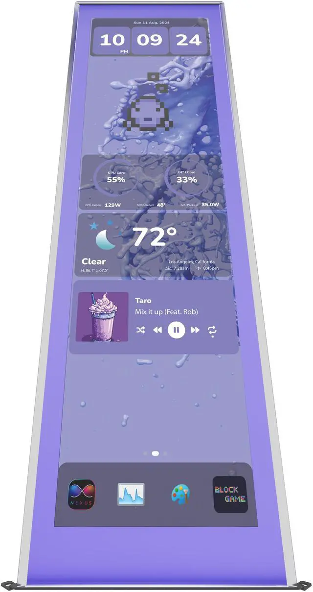 Alt view image 4 of 14 - HYTE Y70 Touch Infinite Display Upgrade - Taro Milk (Purple)
