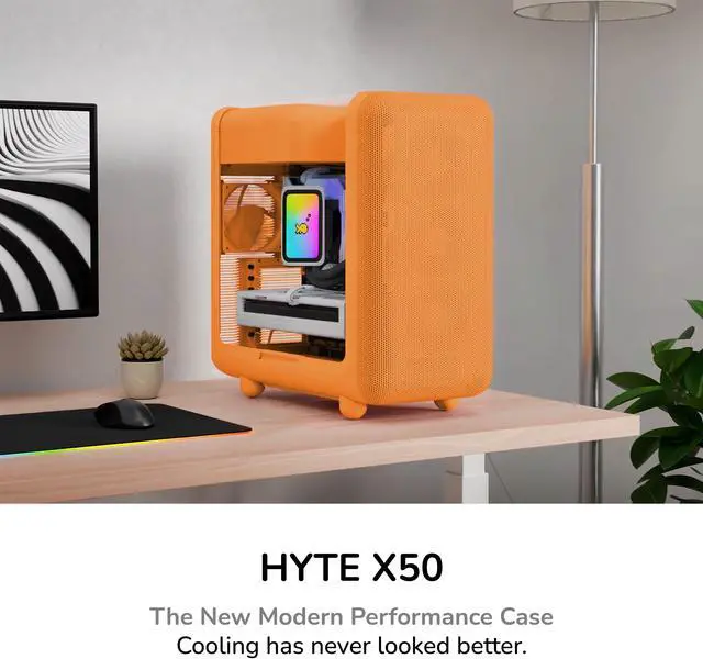 Alt view image 2 of 7 - Achieve new modern performance in a HYTE X50 Astral Orange PC case, introducing revolutionary cooling and airflow features like micro mesh cooling, patent-pending louvered blade ventilation, unobstruc