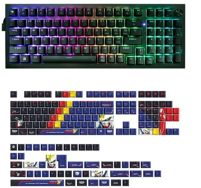 Main image of iBUYPOWER MK9 Pro RGB Mechanical Gaming Keyboard / Hotswap Linear Switches + HYTE Mobile Suit Gundam Wing Keycap Bundle