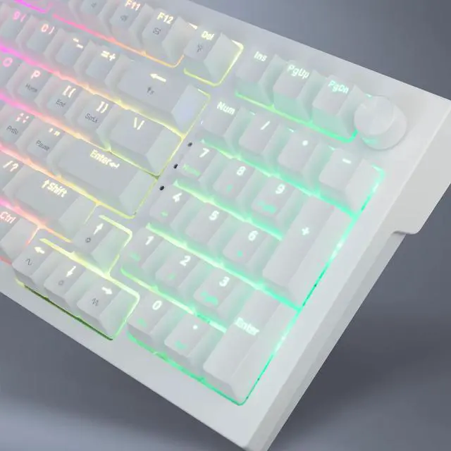 Alt view image 3 of 7 - iBUYPOWER MK9 Pro RGB Mechanical Gaming Keyboard / Linear Switches + HYTE Mobile Suit Gundam Wing Keycap Bundle - White