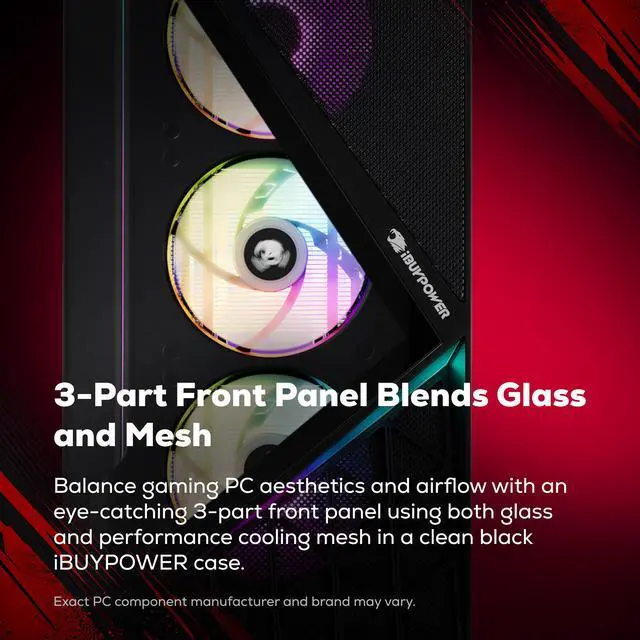 Alt view image 4 of 7 - iBUYPOWER Slate Gaming PC Desktop Computer AMD Ryzen 7 8700F CPU, AMD Radeon RX 7700 XT 12GB GPU, 16GB DDR5 RAM, 1TB NVMe SSD, Windows 11 Home, Keyboard, Mouse Black